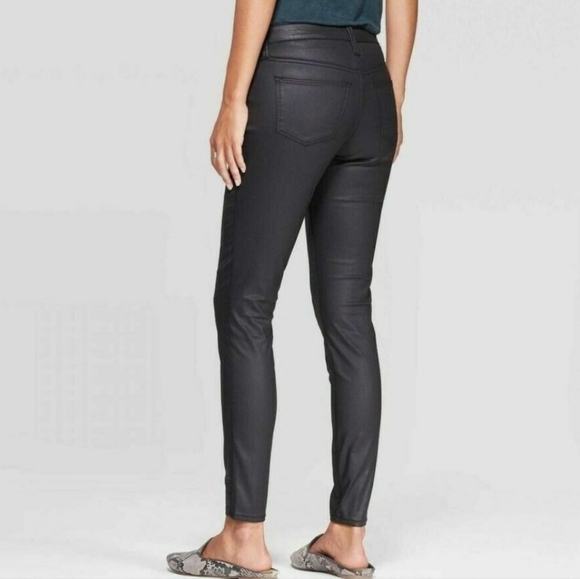 Universal Thread~Black Neutral Wax Coated High Rise Skinny Pants - Picture 14 of 16